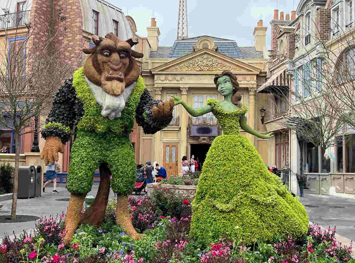Beauty and the Beast Topiary at the Epcot Flower and Garden Festival